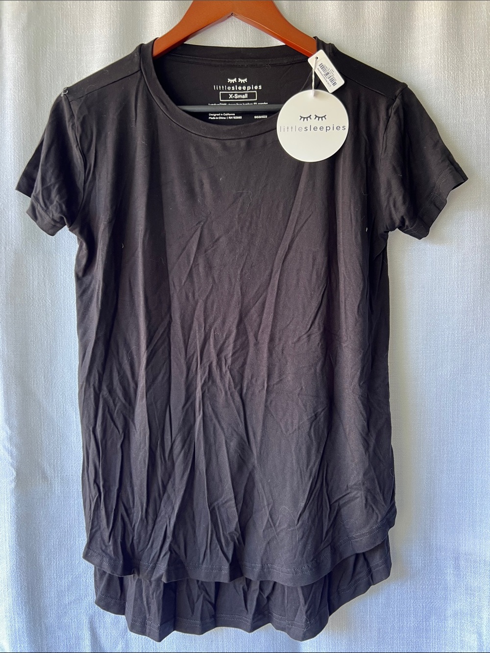 Little Sleepies Black Short Sleeve Women's Nursing Tee NWT